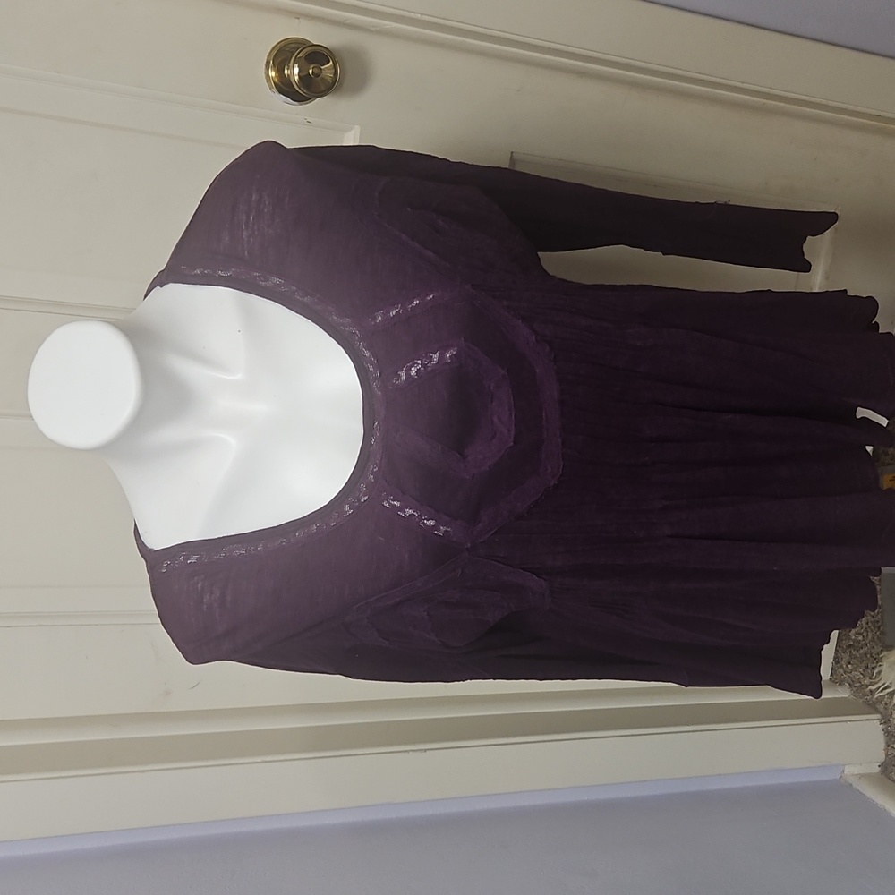 Free People Dress Cotton Tunic Top PURPLE !
